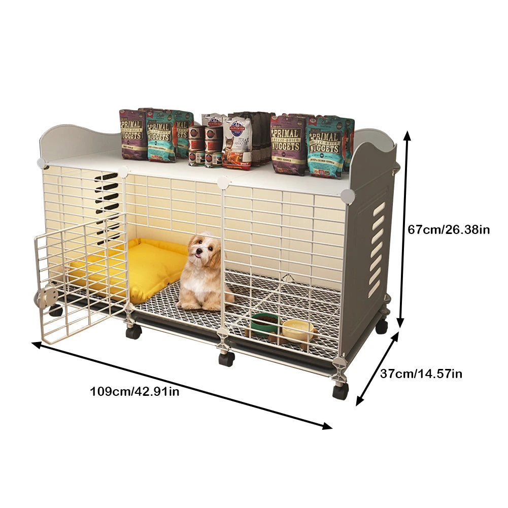 Dog Kennel with Wheels & Tray Indoor