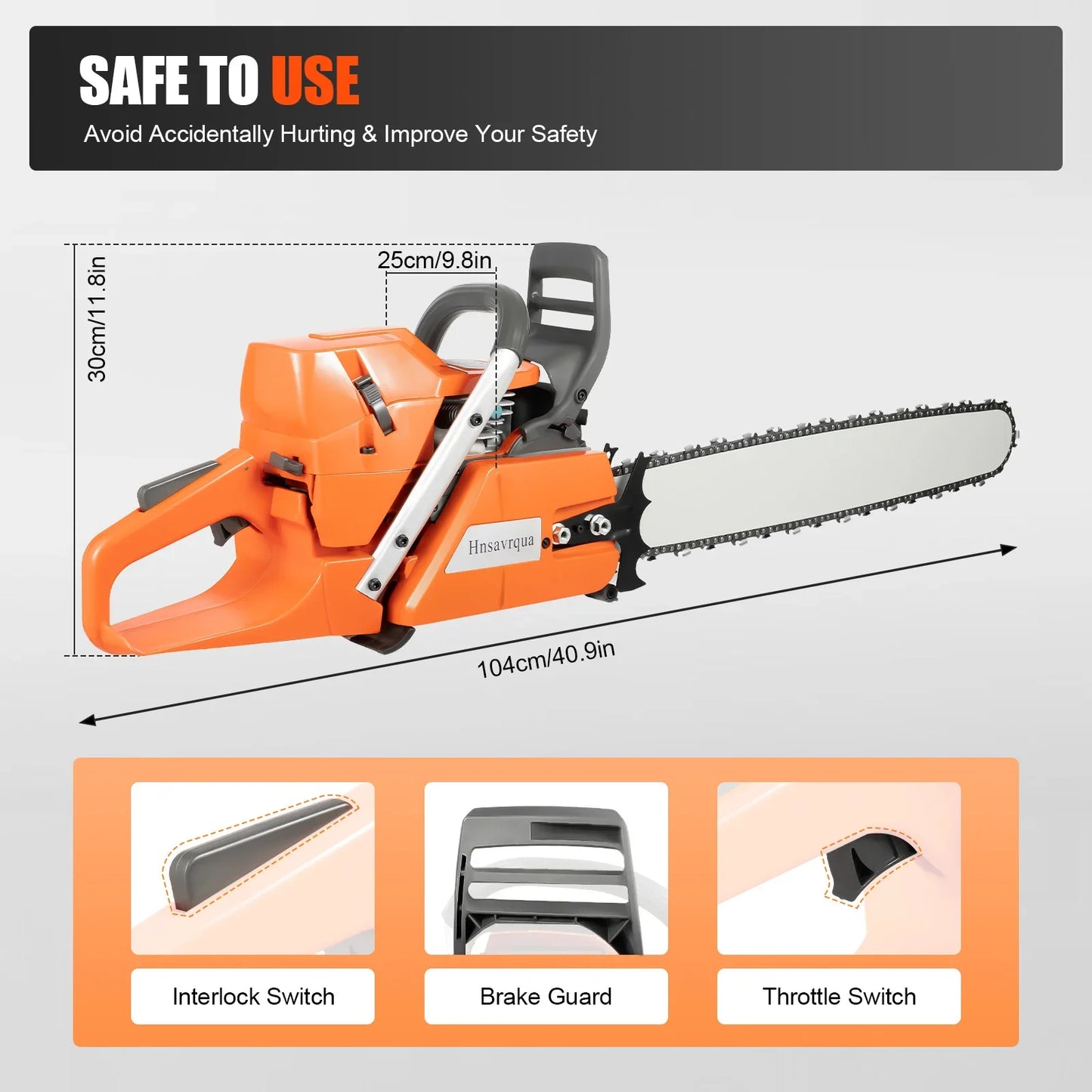72CC 24" 2 Stroke, Gas Powered Chainsaw