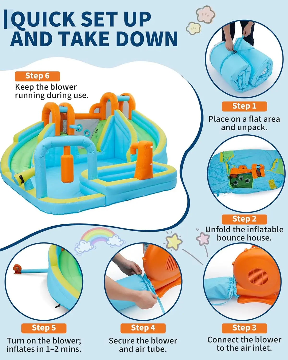 10-in-1 Inflatable Bounce House with Slide