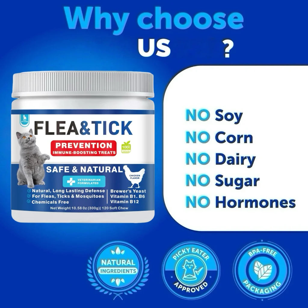 Cat Flea &Tick Control Chews Coat, Health Support