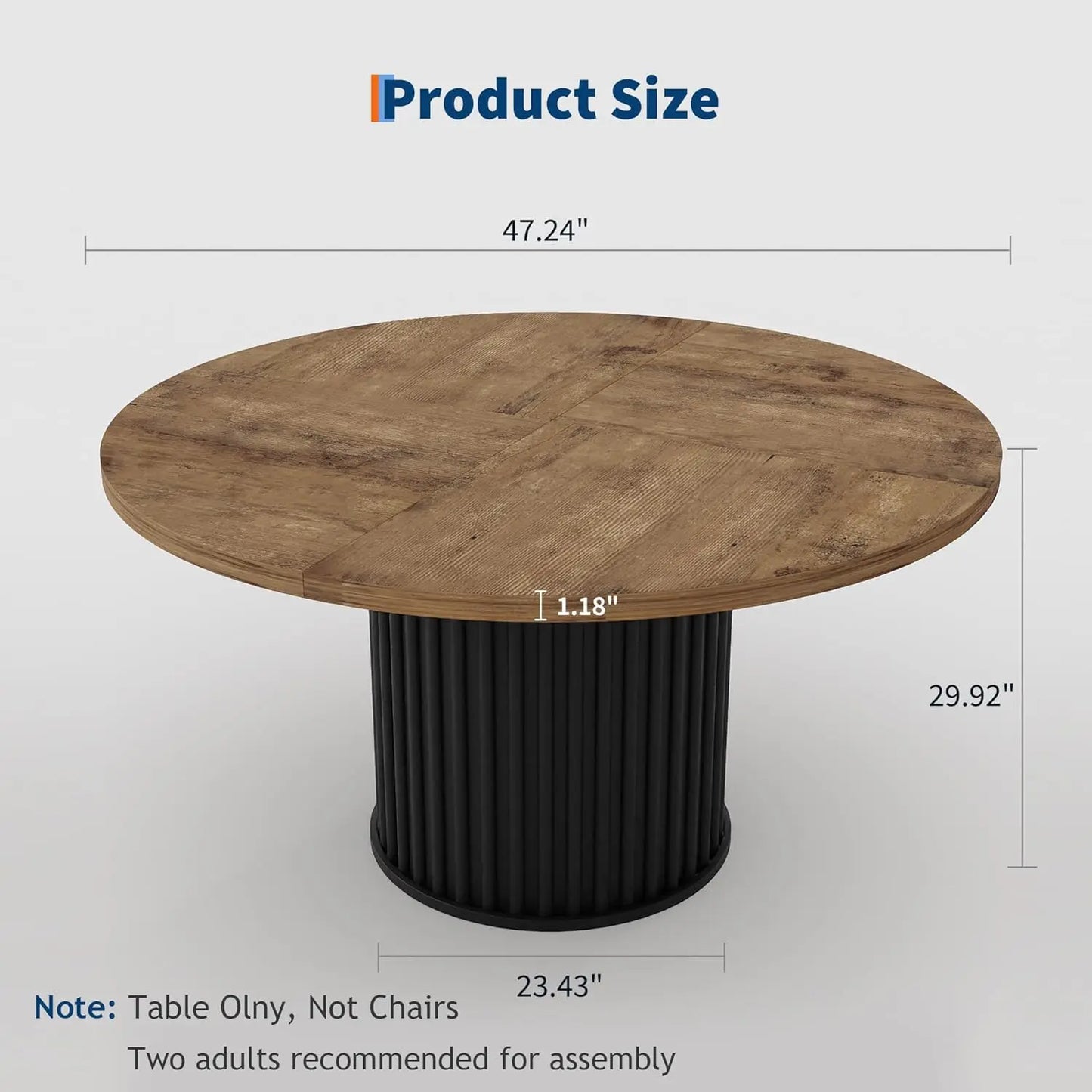 47" Round Dining Table for 4-6 People