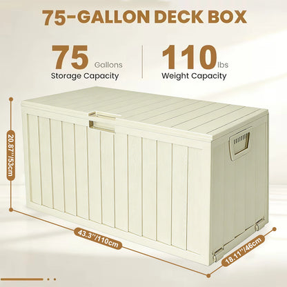 75 Gallon Resin Outdoor Waterproof Deck Box