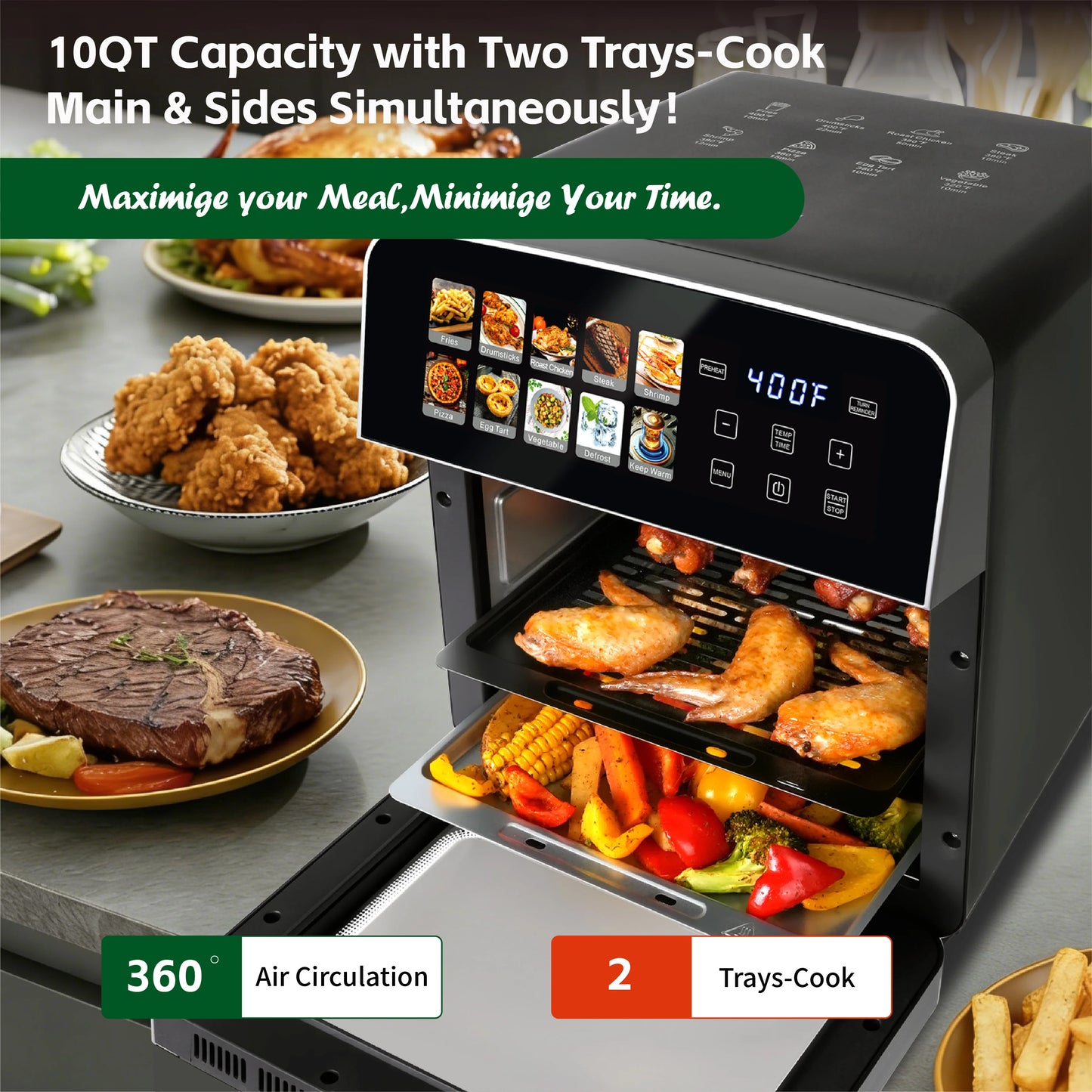 10QT Air Fryer Toaster Oven Combo