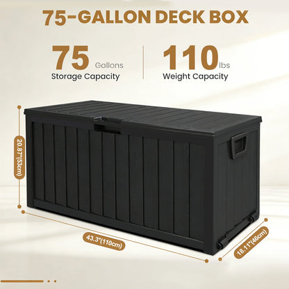 75 Gallon Resin Outdoor Waterproof Deck Box