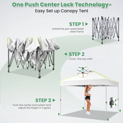 10x10 FT Pop Up Canopy Waterproof with Air Vent