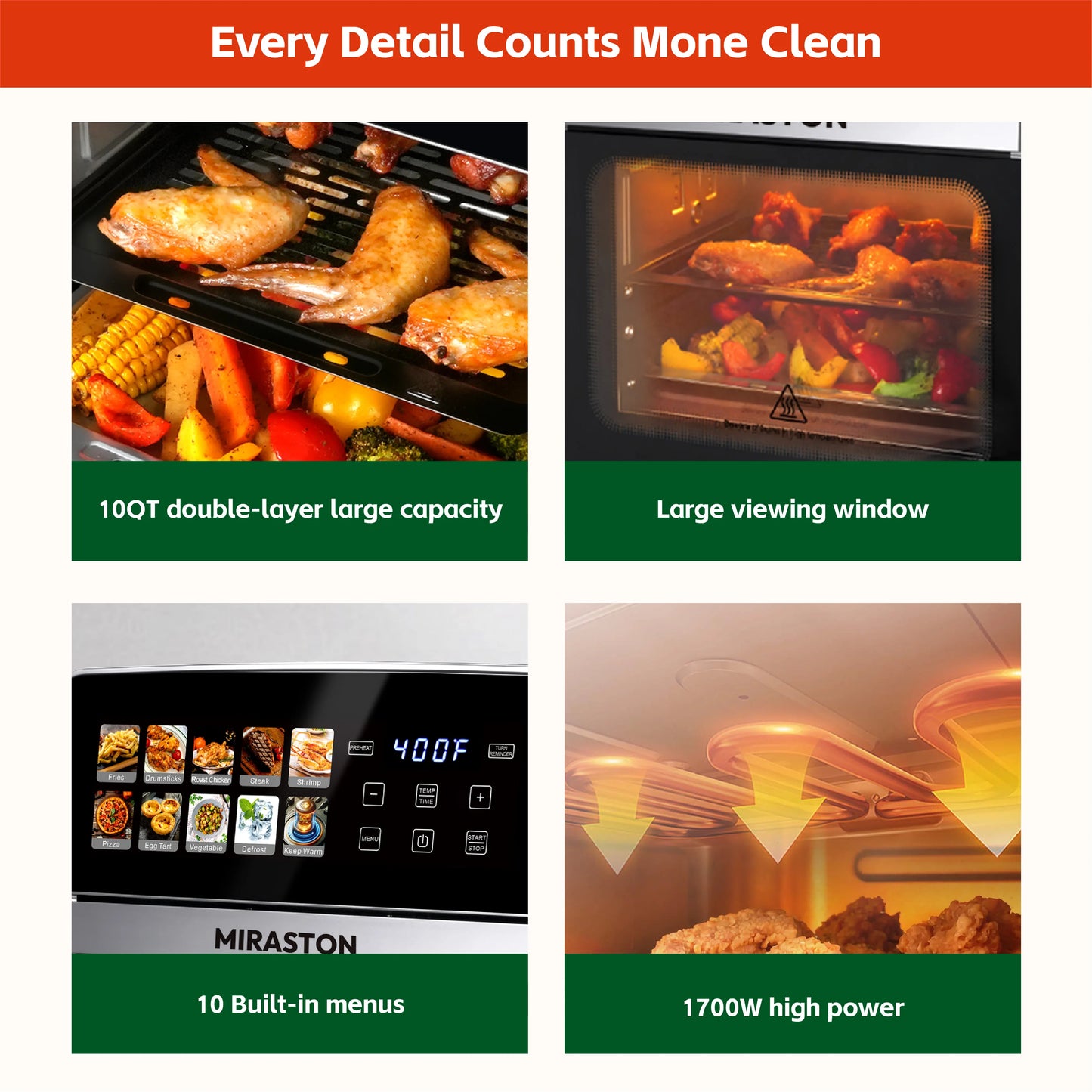 10QT Air Fryer Toaster Oven Combo