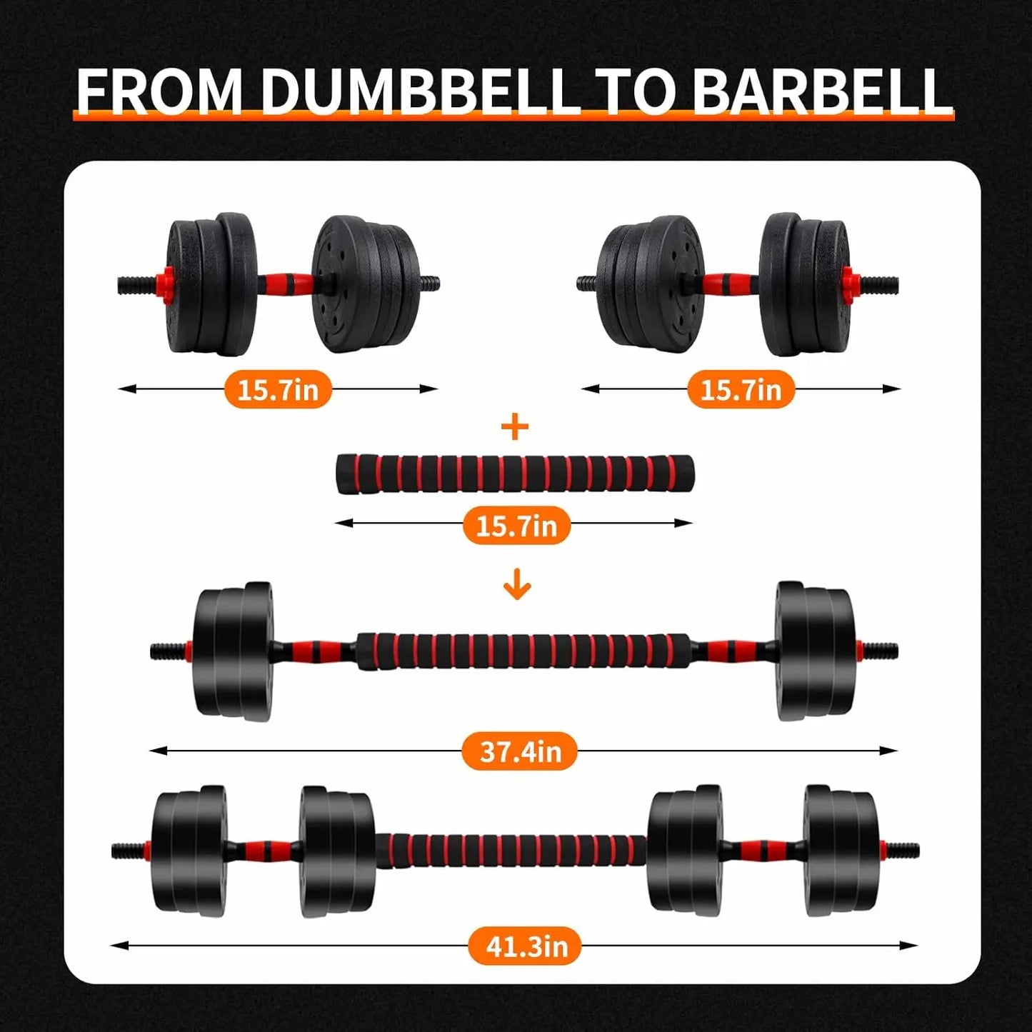 5-44lbs Adjustable Dumbbell to Barbell Set,