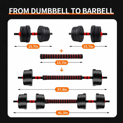 5-44lbs Adjustable Dumbbell to Barbell Set,