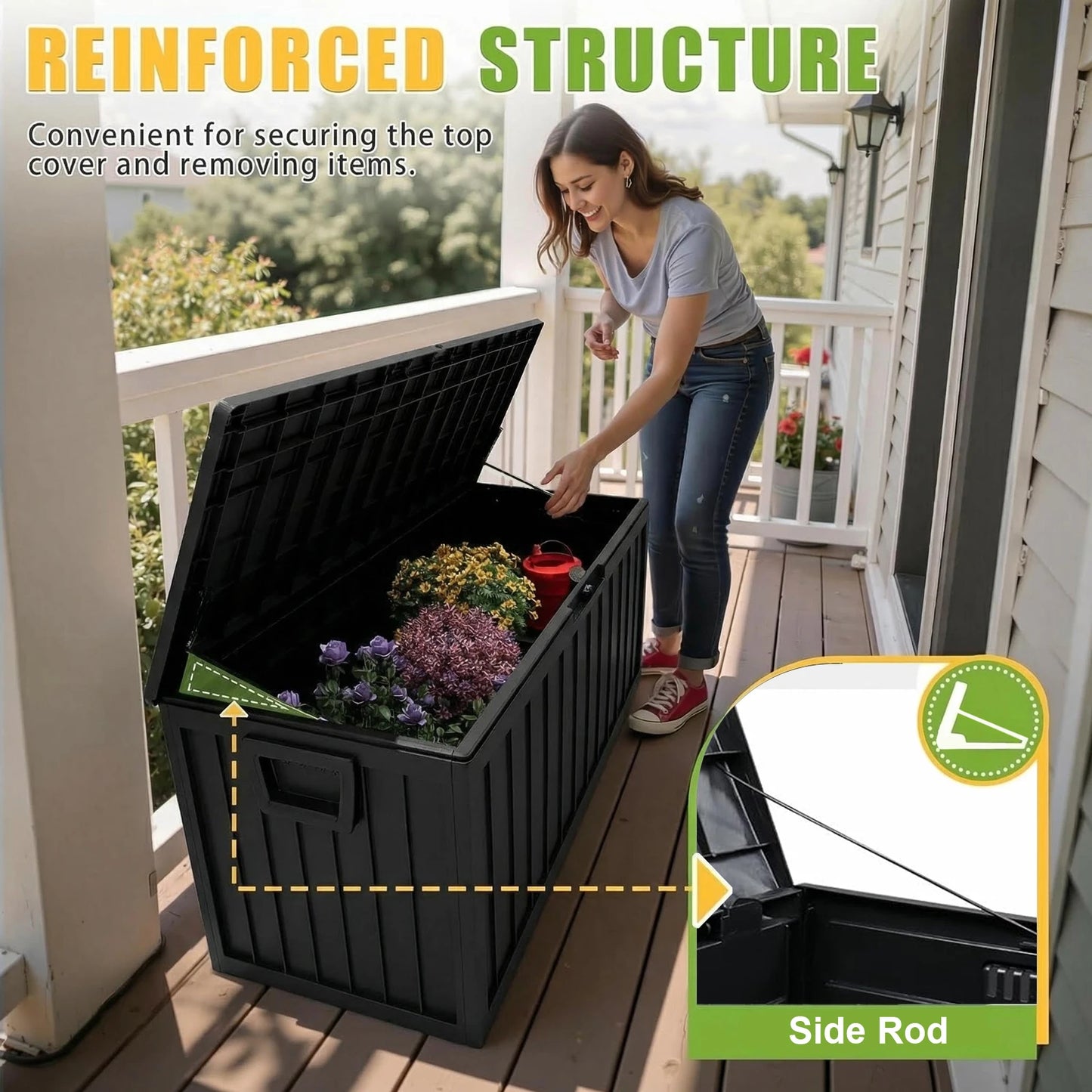 75 Gallon Resin Outdoor Waterproof Deck Box