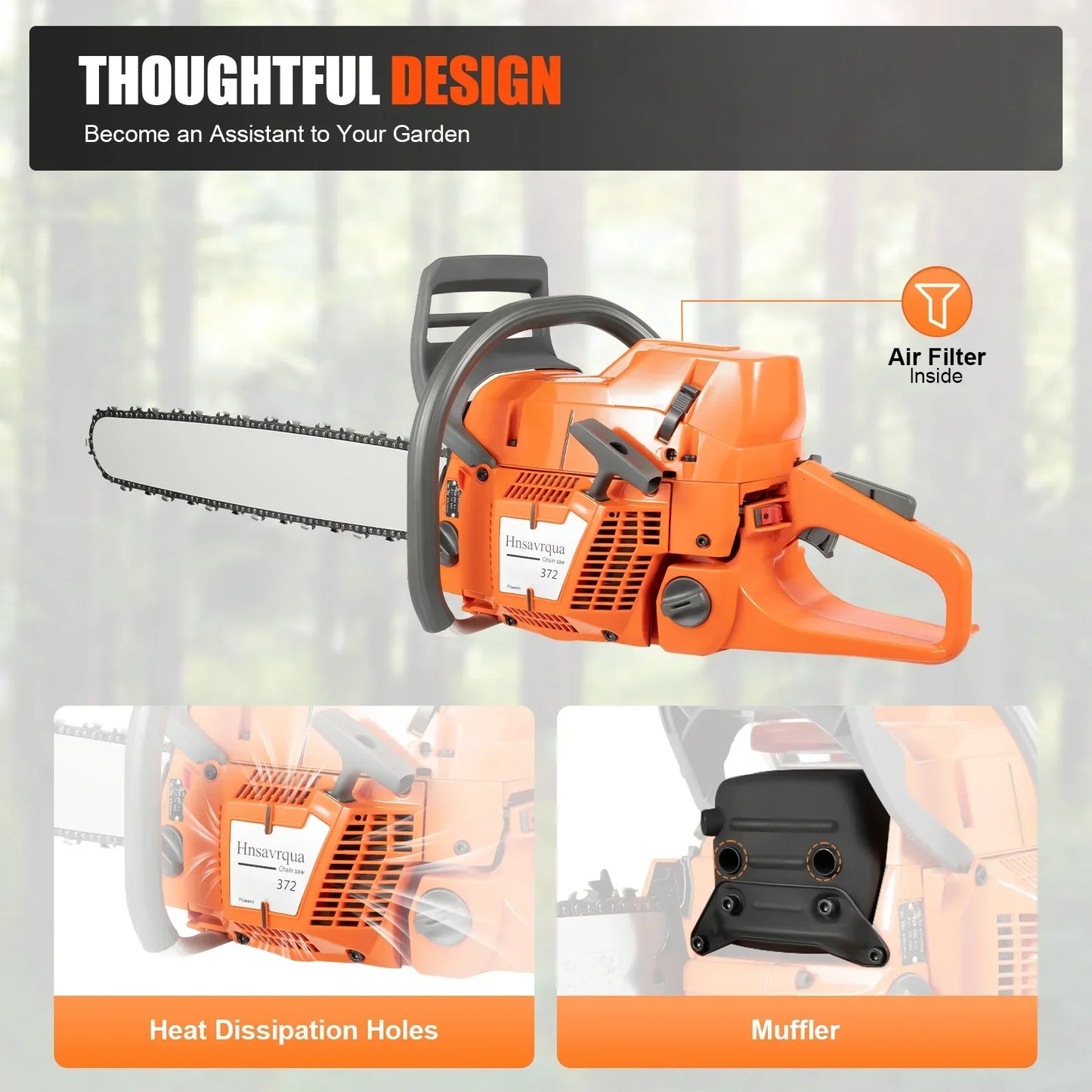 72CC 24" 2 Stroke, Gas Powered Chainsaw
