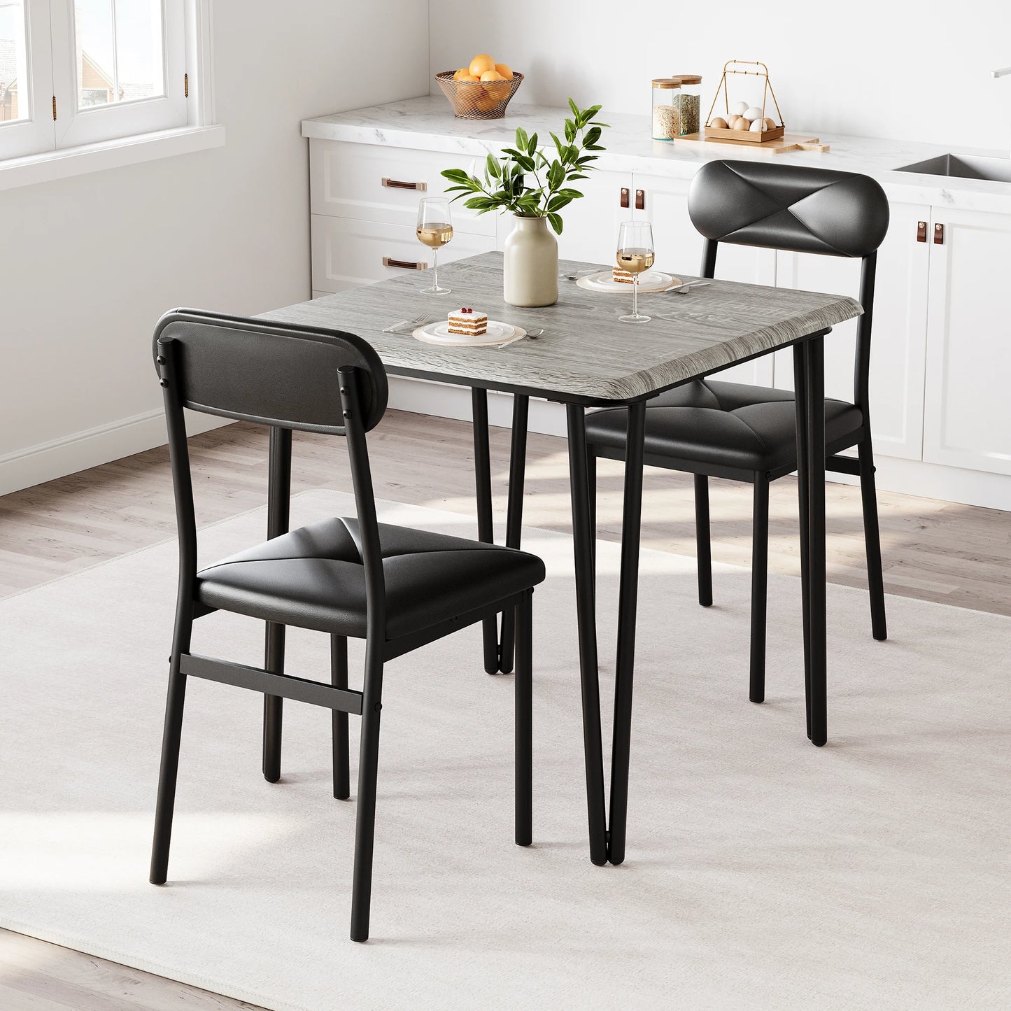 Dining Table for 2 with Upholstered Chairs