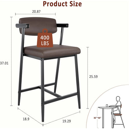2PCS Counter Height Bar Stools