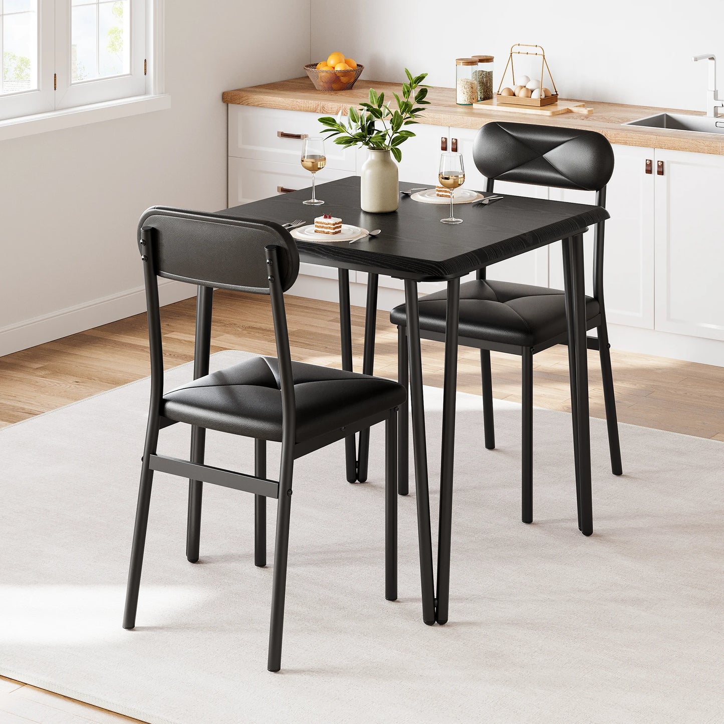Dining Table for 2 with Upholstered Chairs