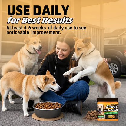 Dog Allergy Itch Relief Chews Omega-3 Vitamin C Support