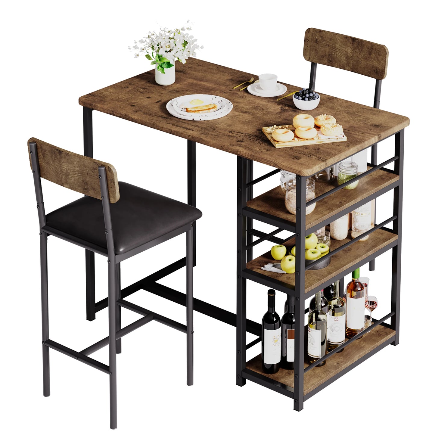 3 Piece Kitchen Table with Cushion Chairs