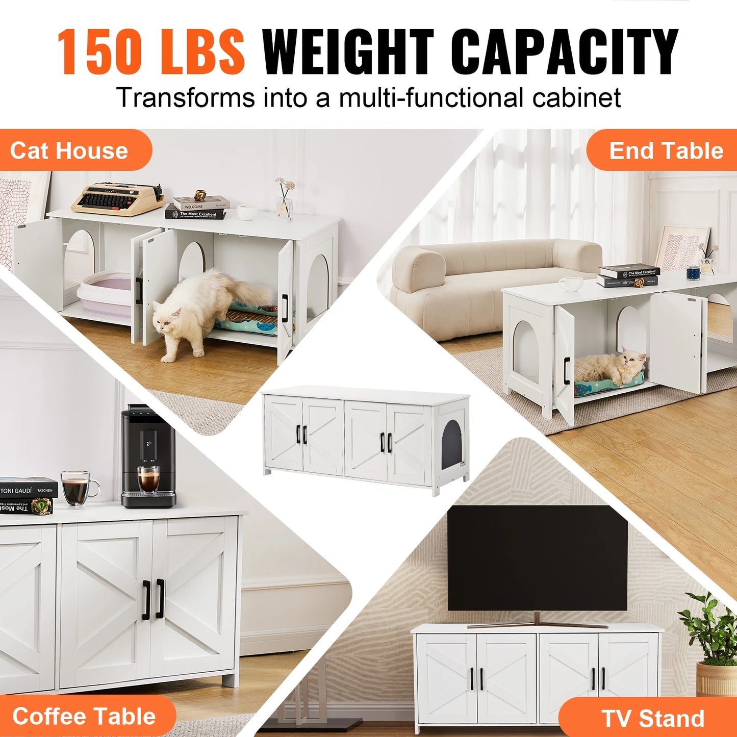 Cat Litter Box Enclosure Hidden Wooden Cabinet