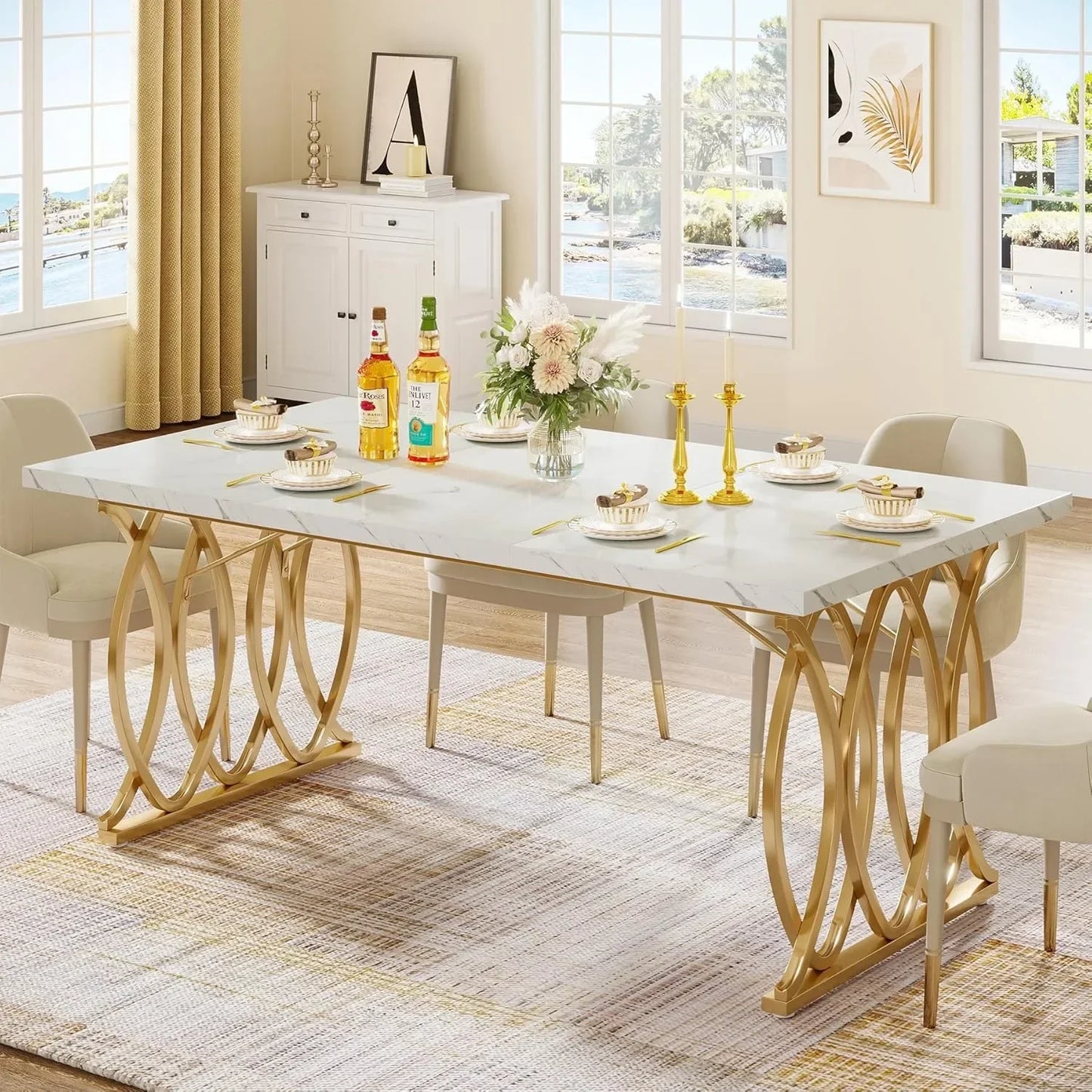Modern Dining 63" Large Kitchen Table