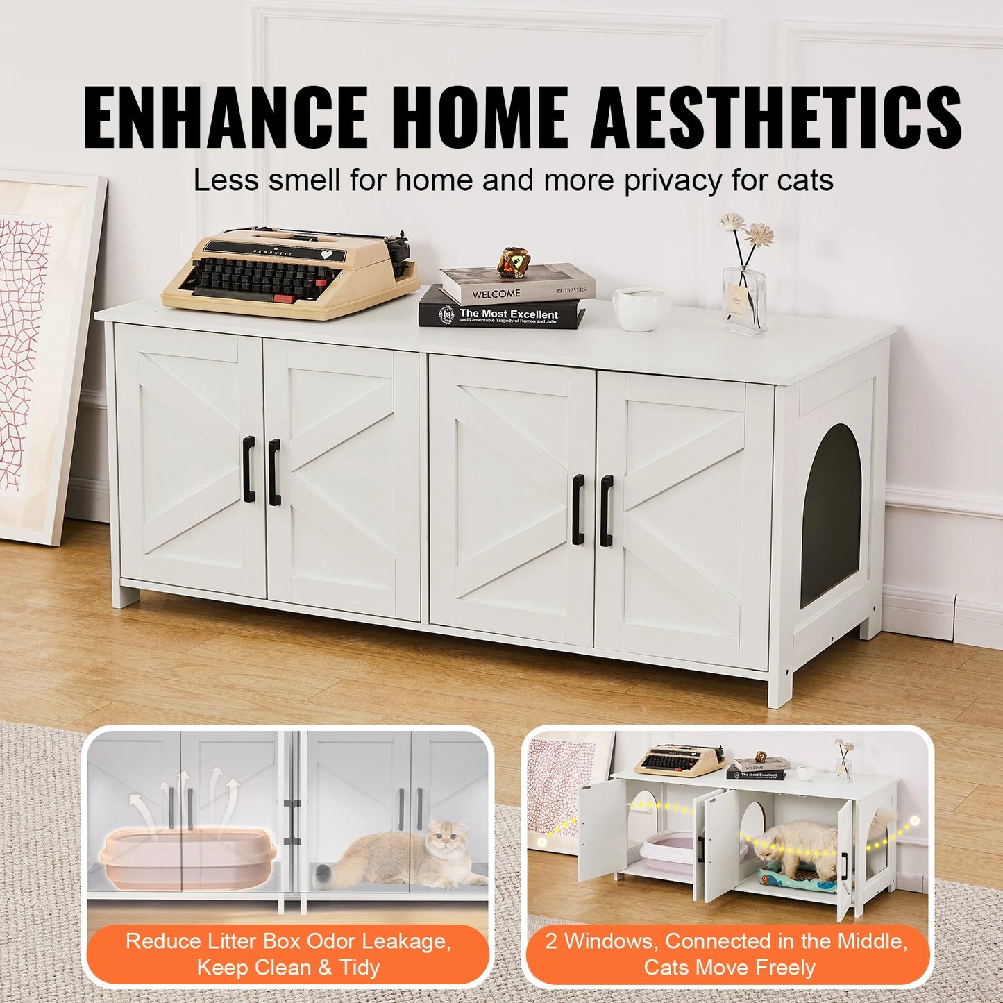 Cat Litter Box Enclosure Hidden Wooden Cabinet