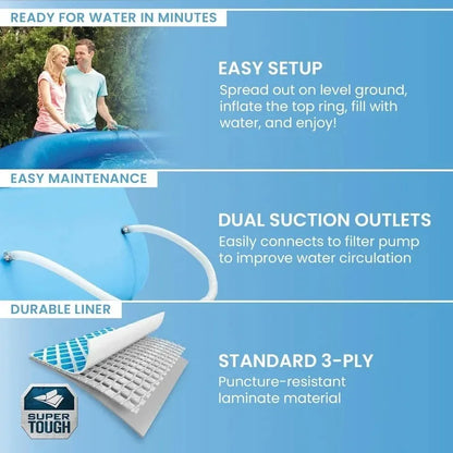 INTEX Easy Set 18 ft x 48in Above Ground Pool Set, Round Inflatable Swimming Pool with 1500 GPH Cartridge Filter Pump, Ladder