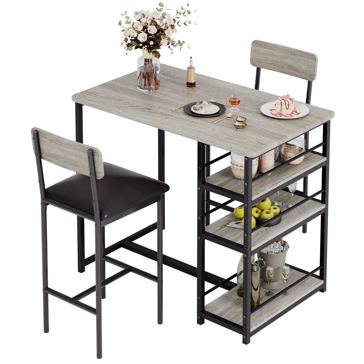 3 Piece Kitchen Table with Cushion Chairs