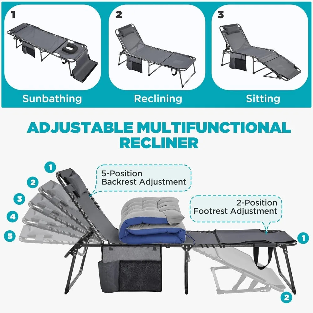 5 Position Outdoor Chaise Lounge Chair