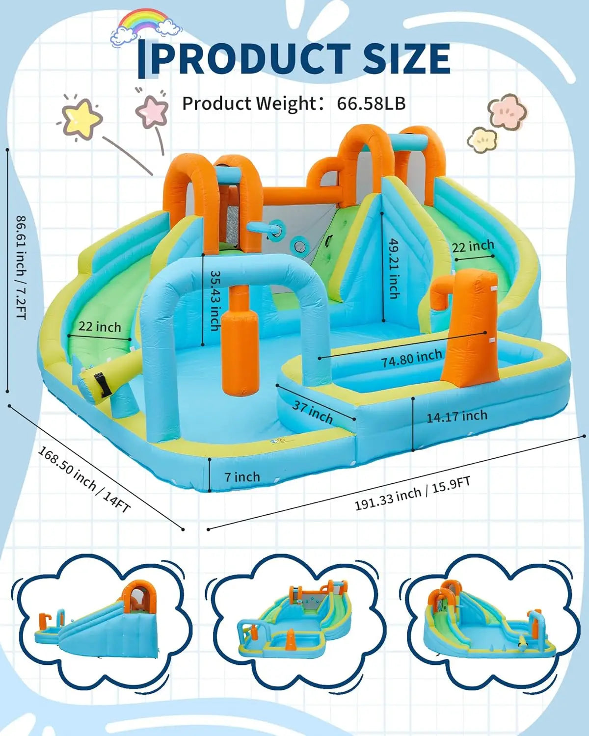 10-in-1 Inflatable Bounce House with Slide