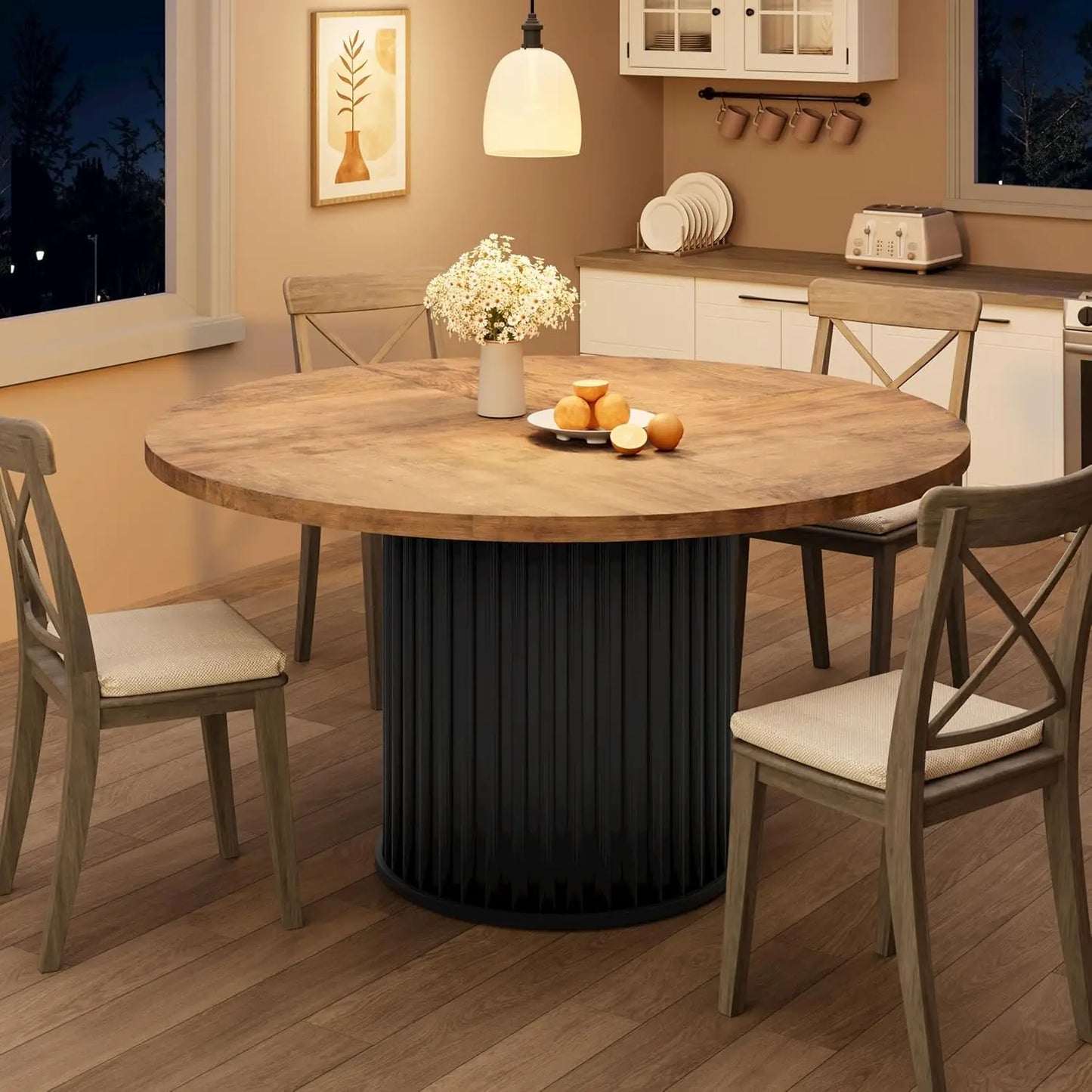 47" Round Dining Table for 4-6 People