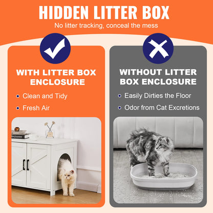 Cat Litter Box Enclosure Hidden Wooden Cabinet