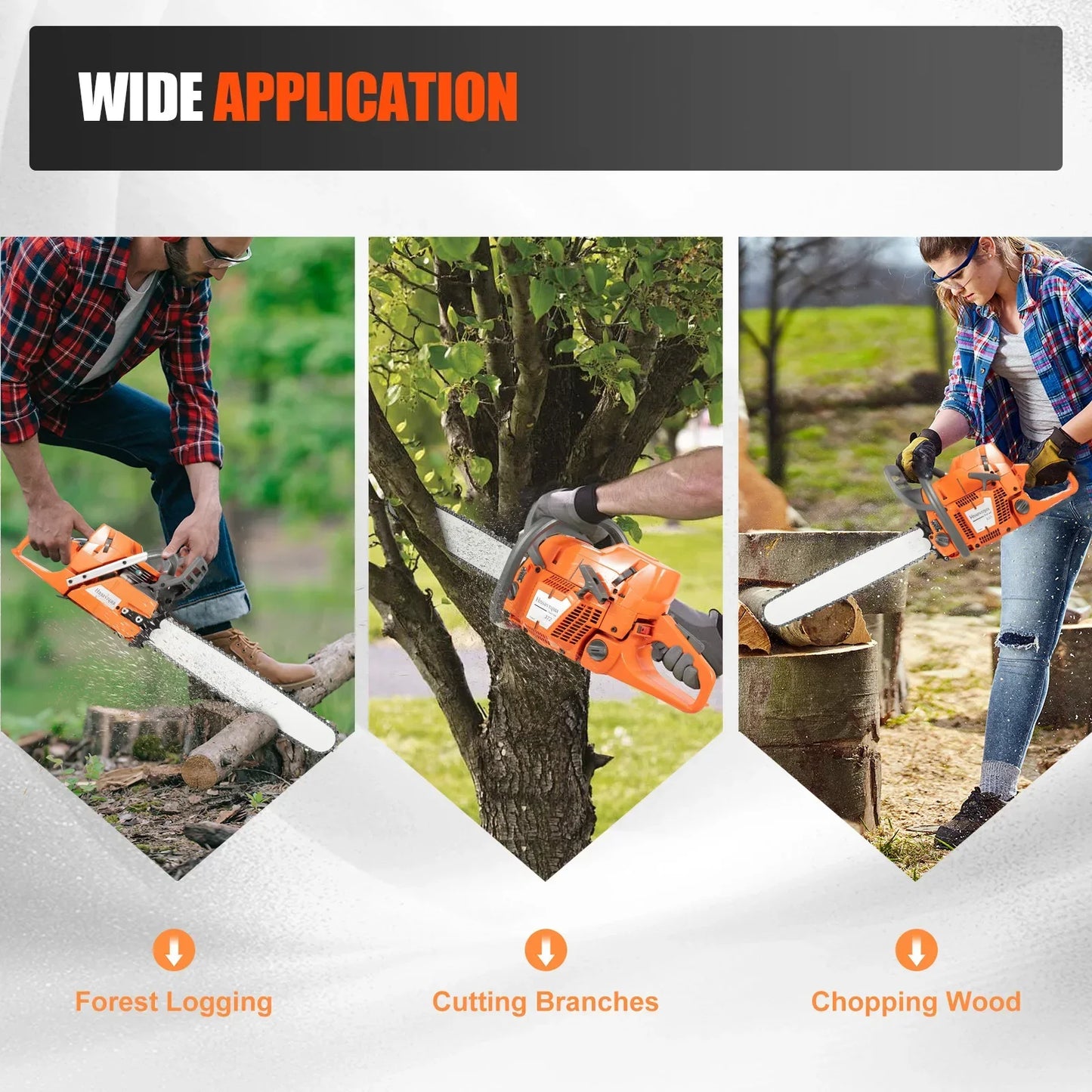72CC 24" 2 Stroke, Gas Powered Chainsaw