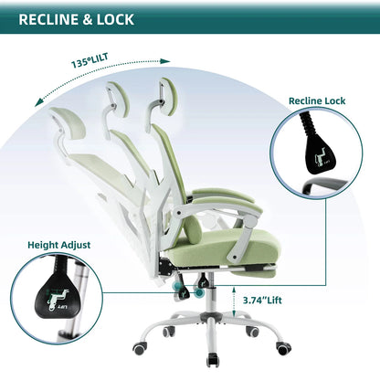 Reclining Rocking Gaming Chair Swivel Rolling  Lumbar