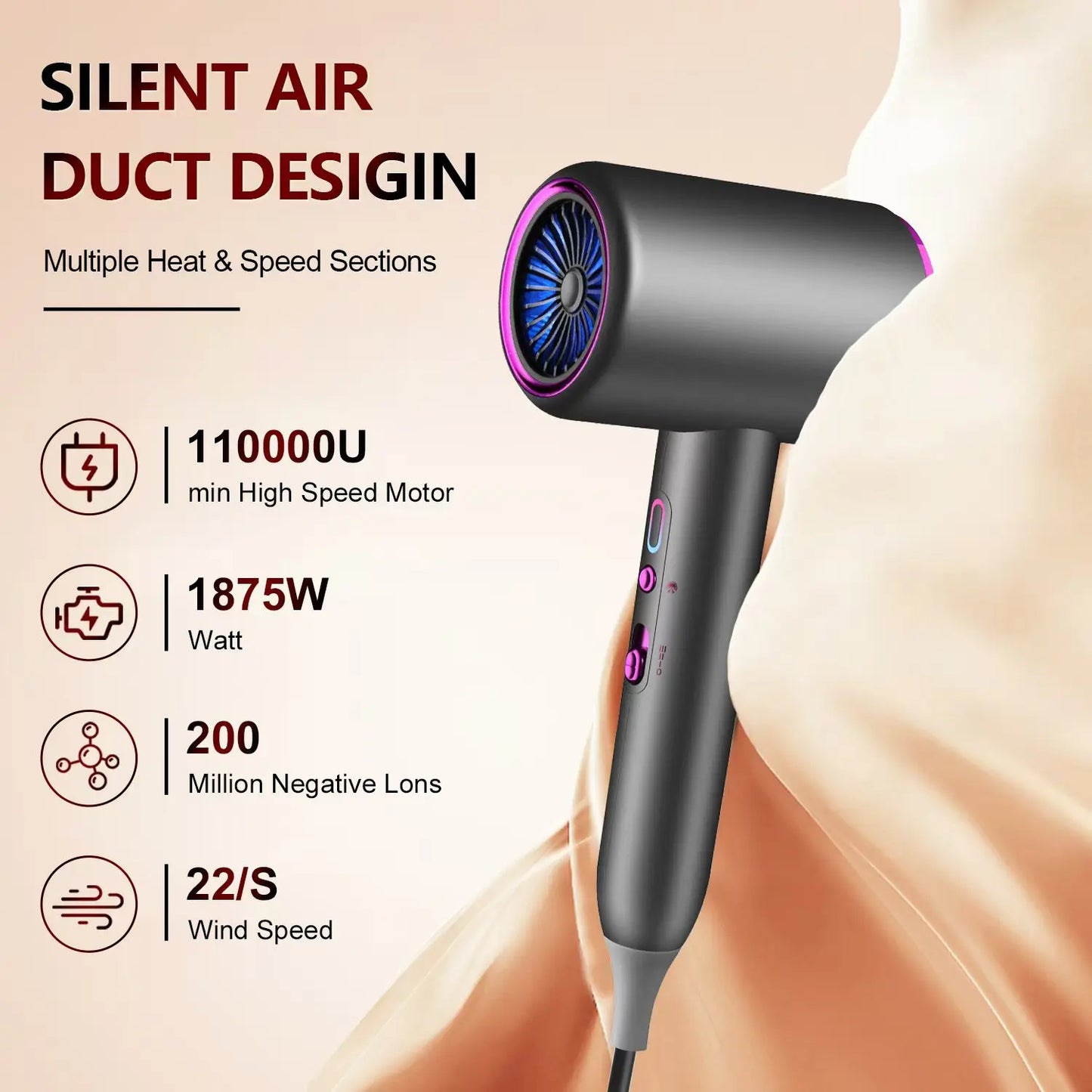 Professional Hair Dryer with Diffuser