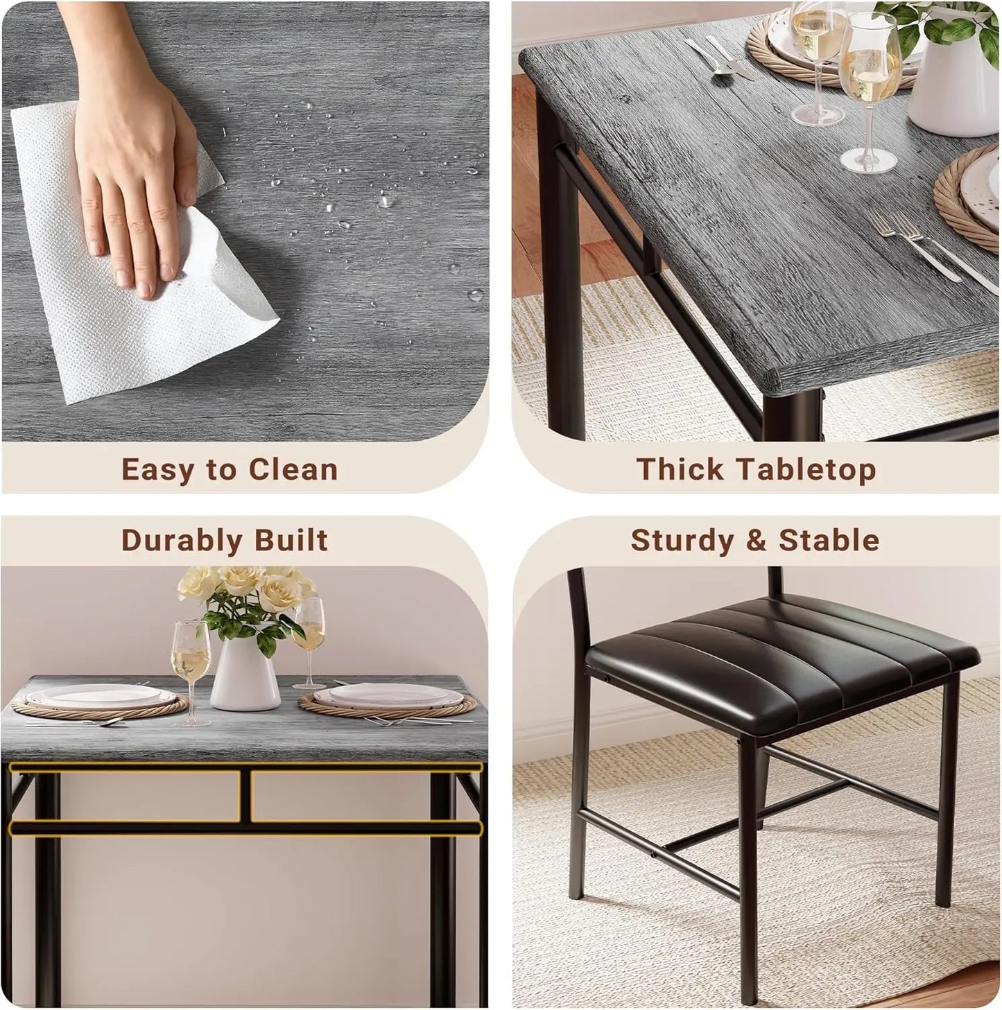 Small Kitchen Table with Upholstered Chairs