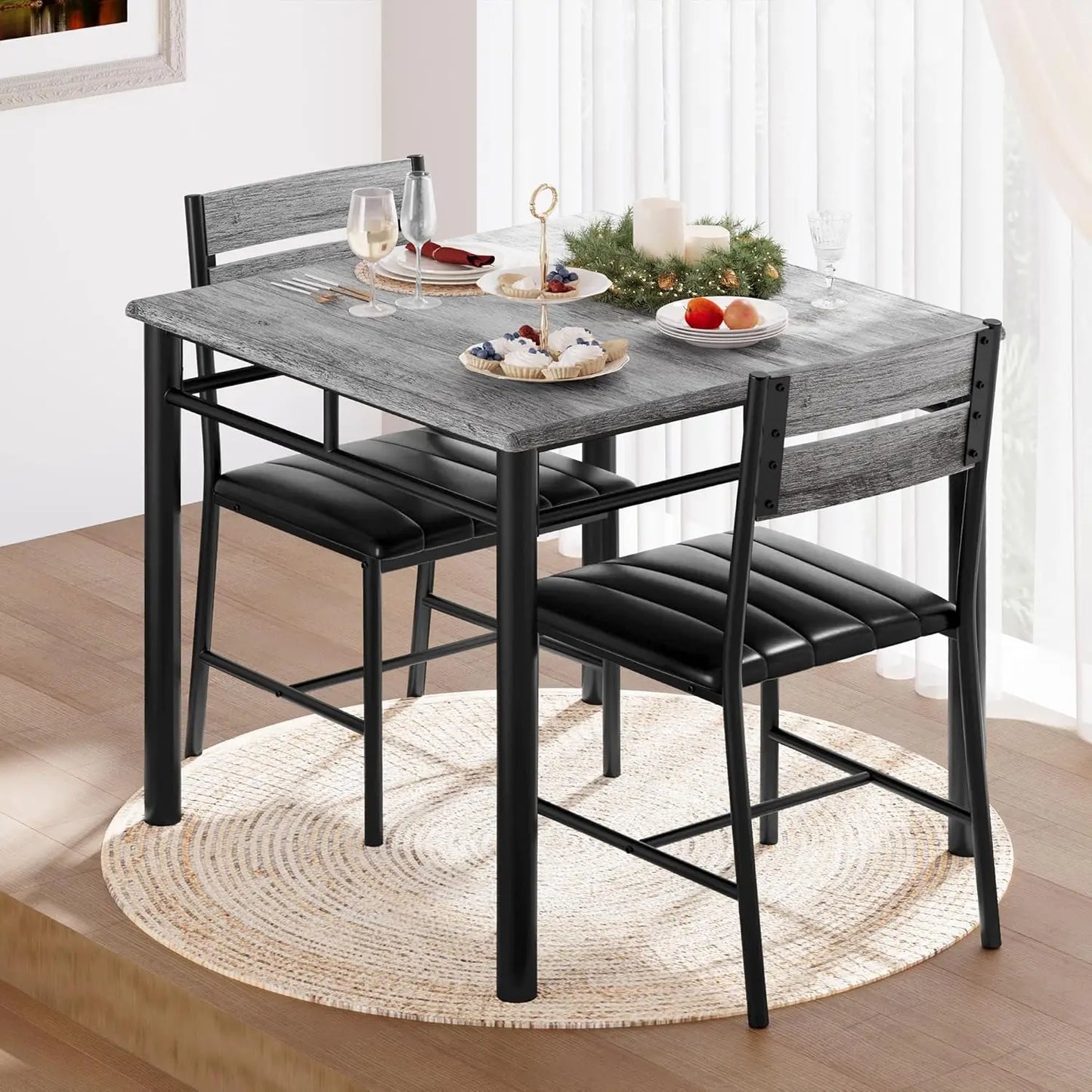 Small Kitchen Table with Upholstered Chairs