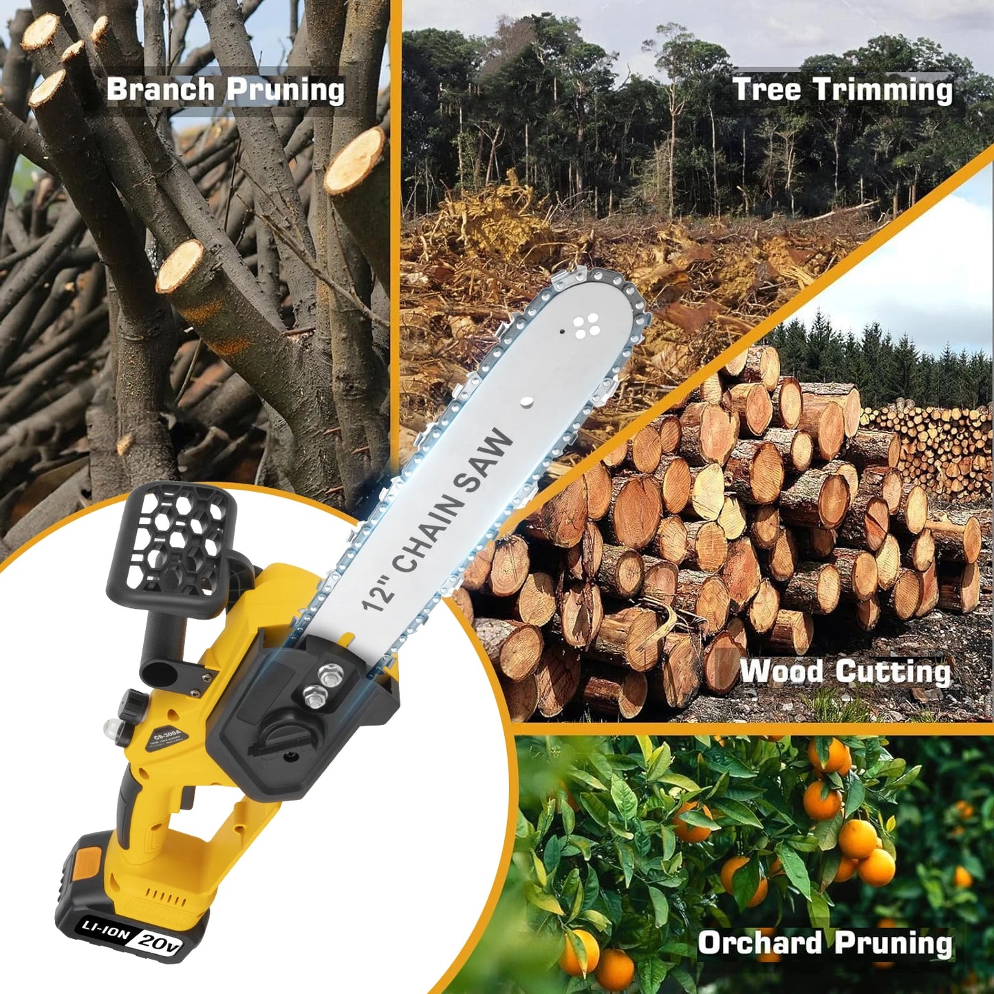 12 Inch Chainsaw Handheld Two Batteries