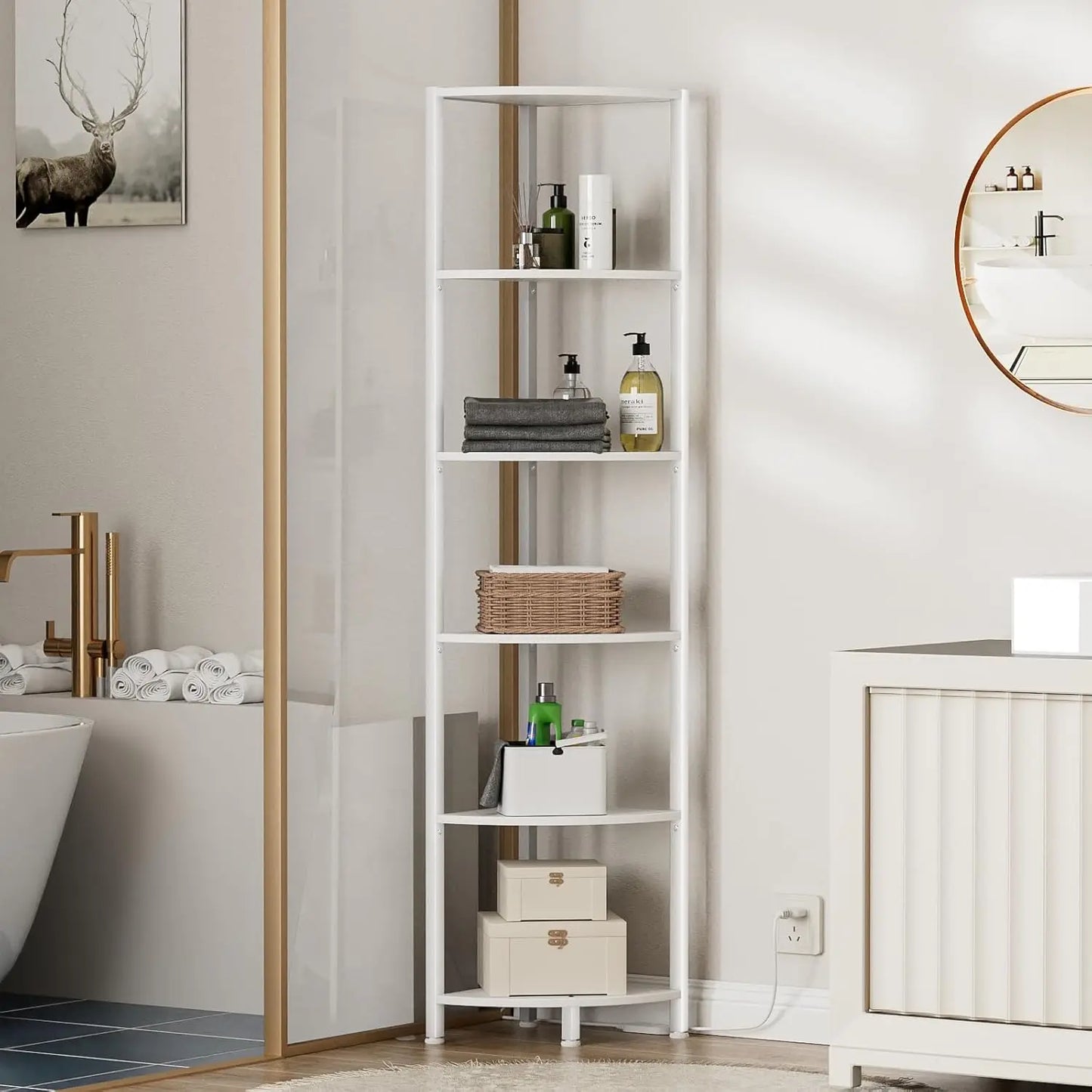 6 Tier Corner Shelf with LED Light