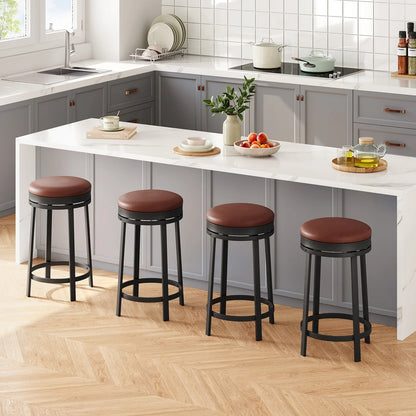 24'' Counter Height Barstools, Leather Upholstered