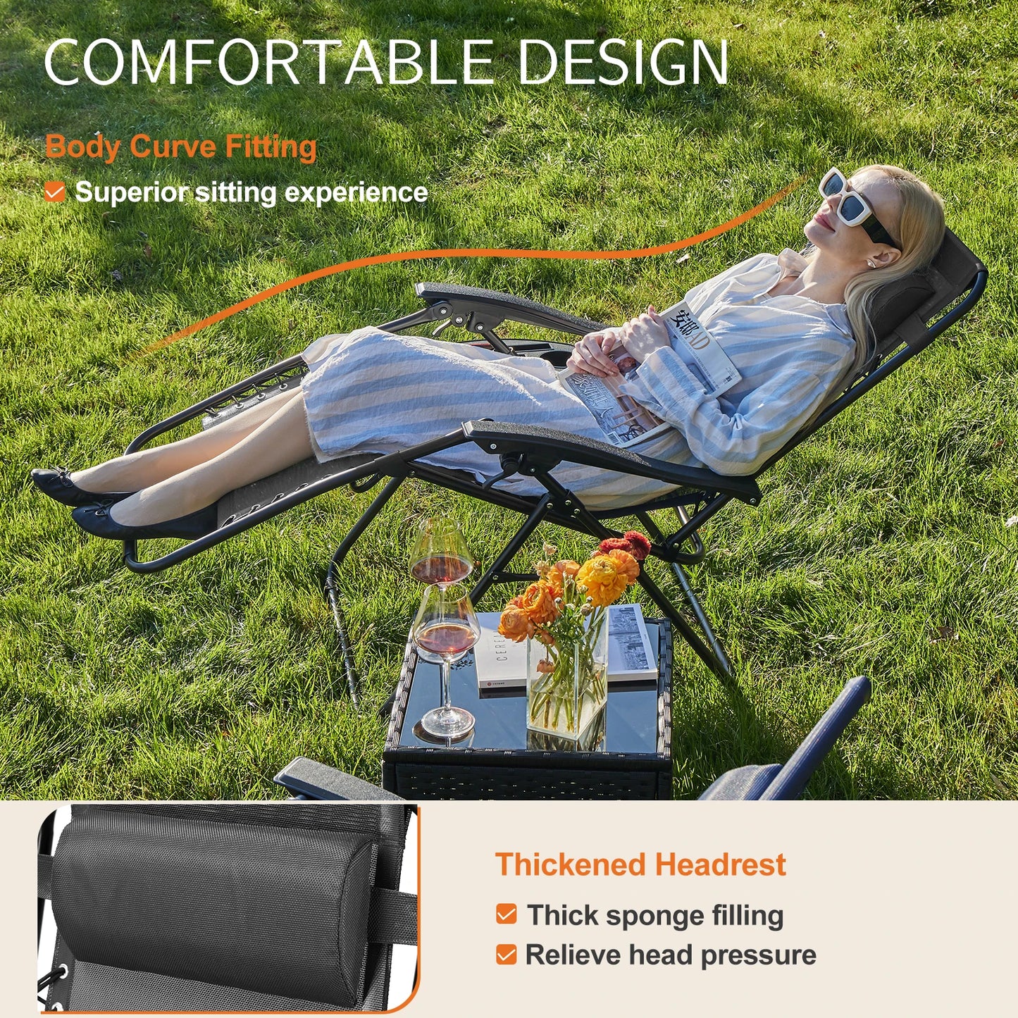 Set of 2 Portable Lounge Chair
