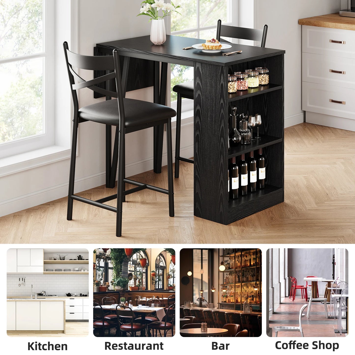 Farmhouse Bar Table and Chairs Set
