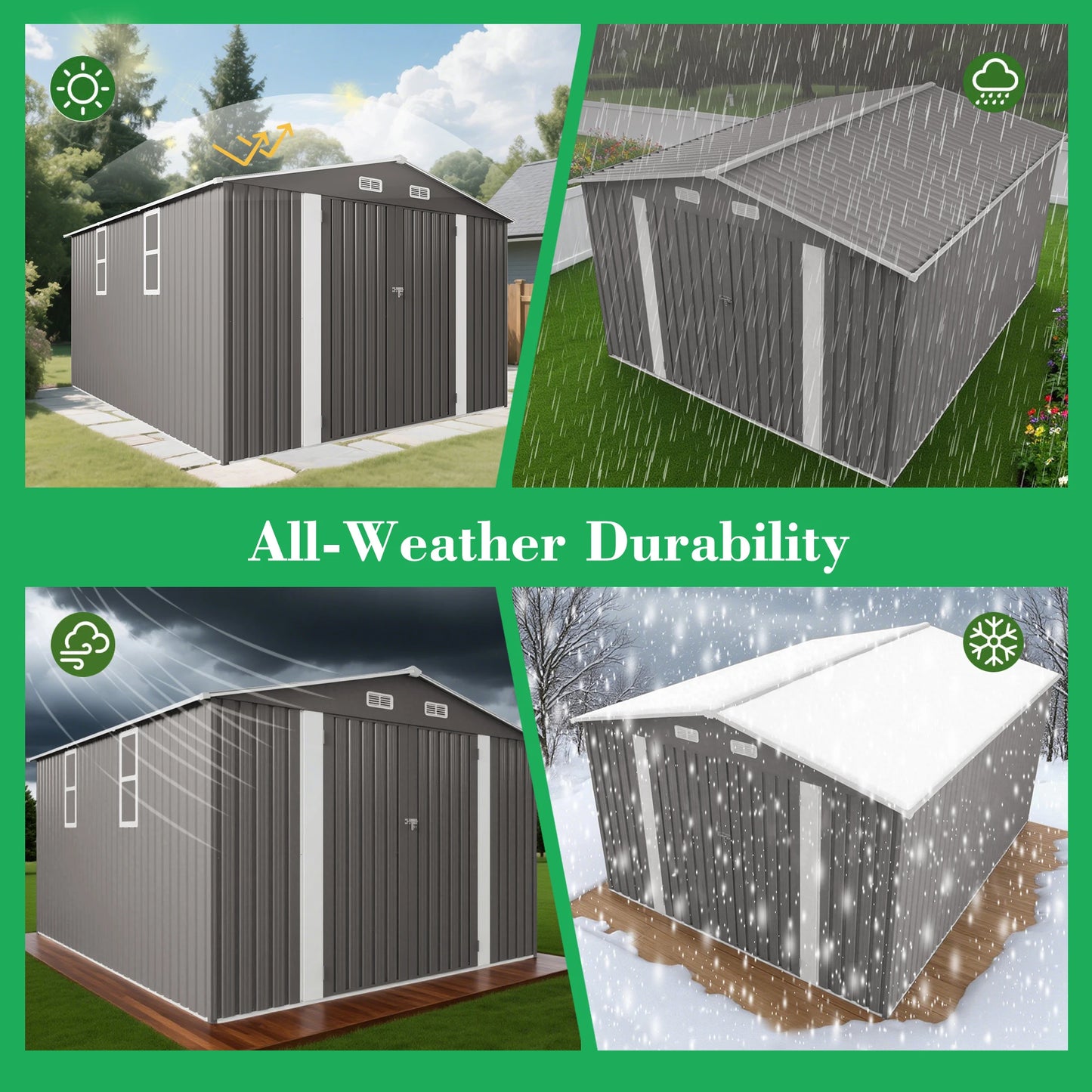 10x12FT Outdoor Storage Shed  Metal