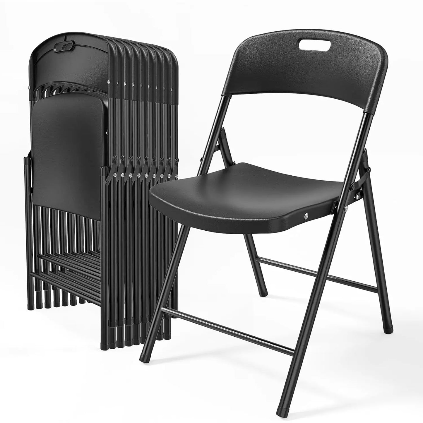 10-Pack White Plastic Folding Chairs