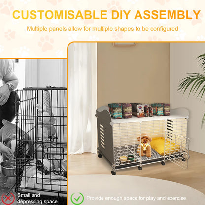 Dog Kennel with Wheels & Tray Indoor