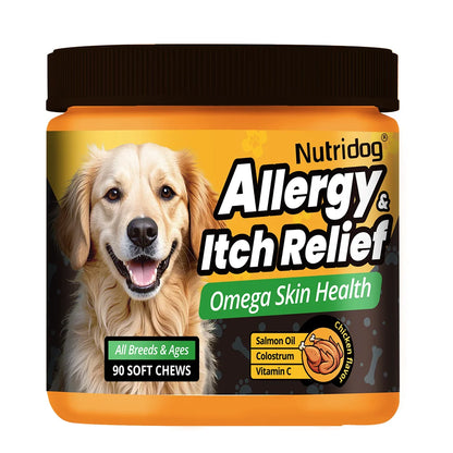 Dog Allergy Itch Relief Chews Omega-3 Vitamin C Support