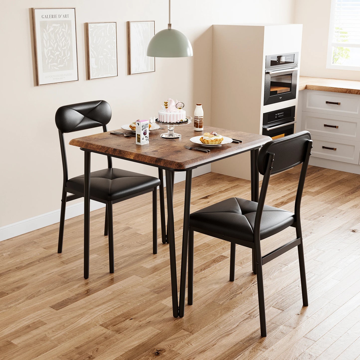 Dining Table for 2 with Upholstered Chairs