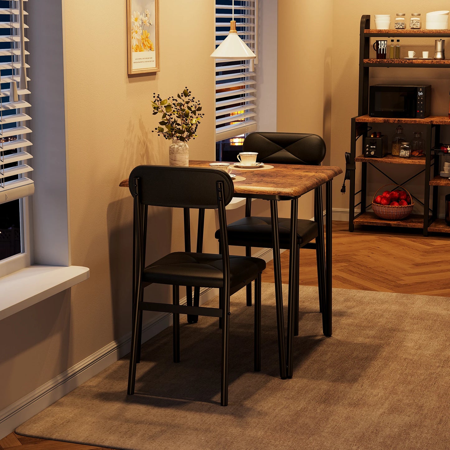 Dining Table for 2 with Upholstered Chairs