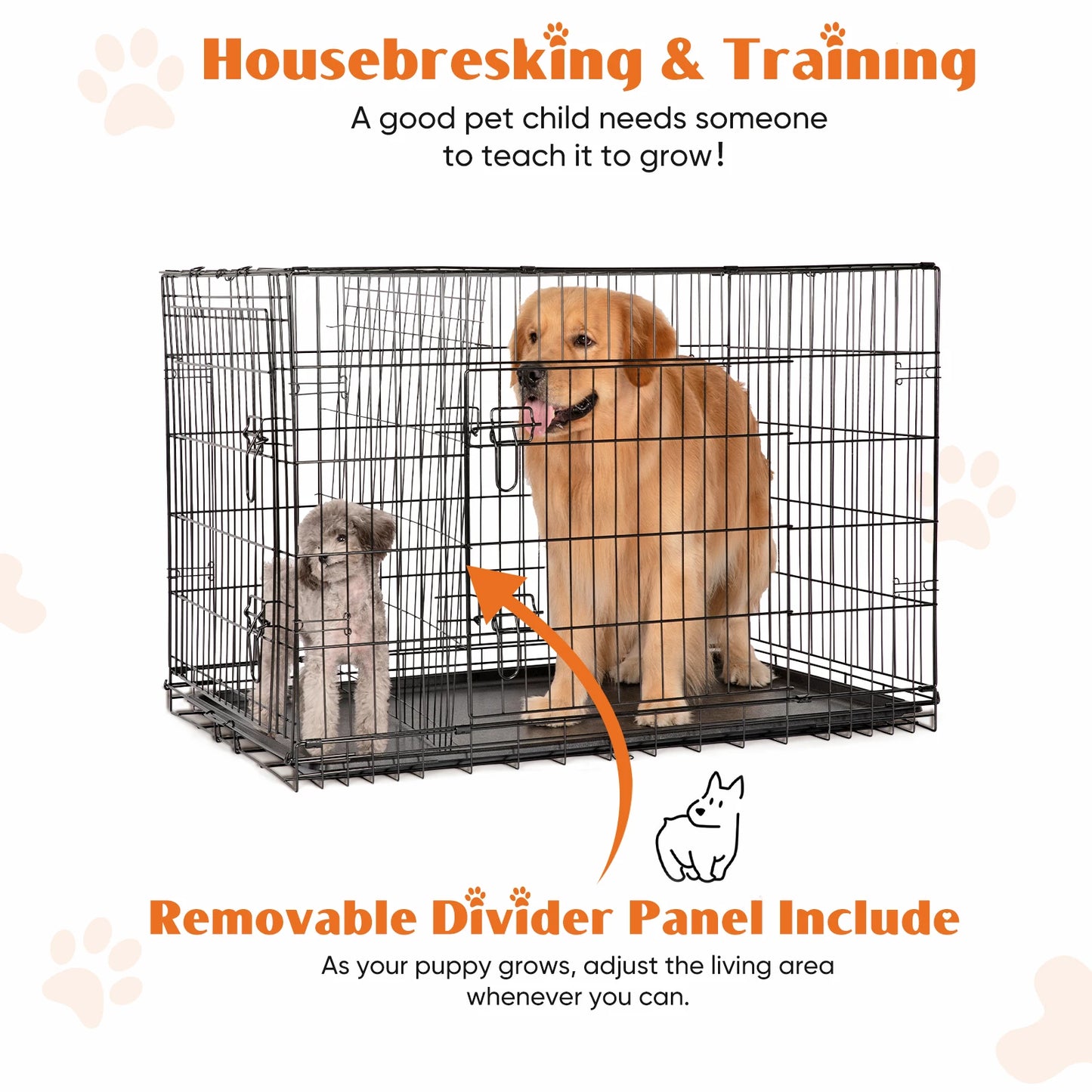 Double Door Folding Wire Dog Cage