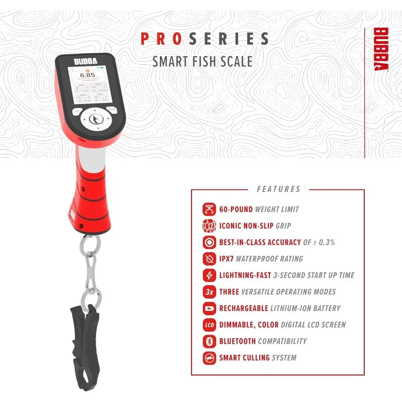 Pro Series Smart Fish Scale - Tournament Fishing Tool with Bluetooth & Rechargeable Battery - 3 Modes, Digital Color Screen