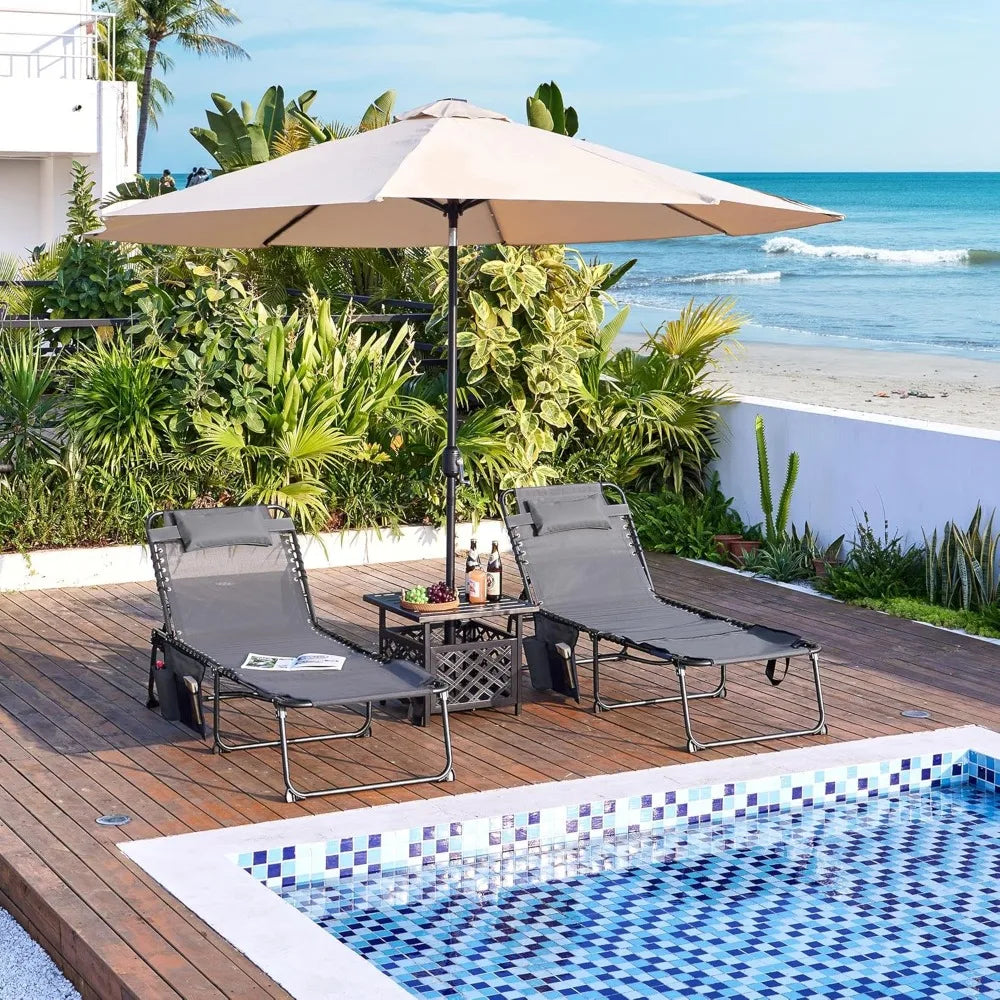 5 Position Outdoor Chaise Lounge Chair