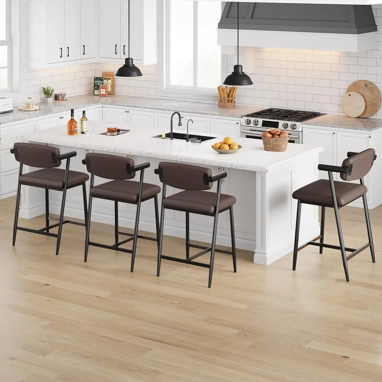 2PCS Counter Height Bar Stools