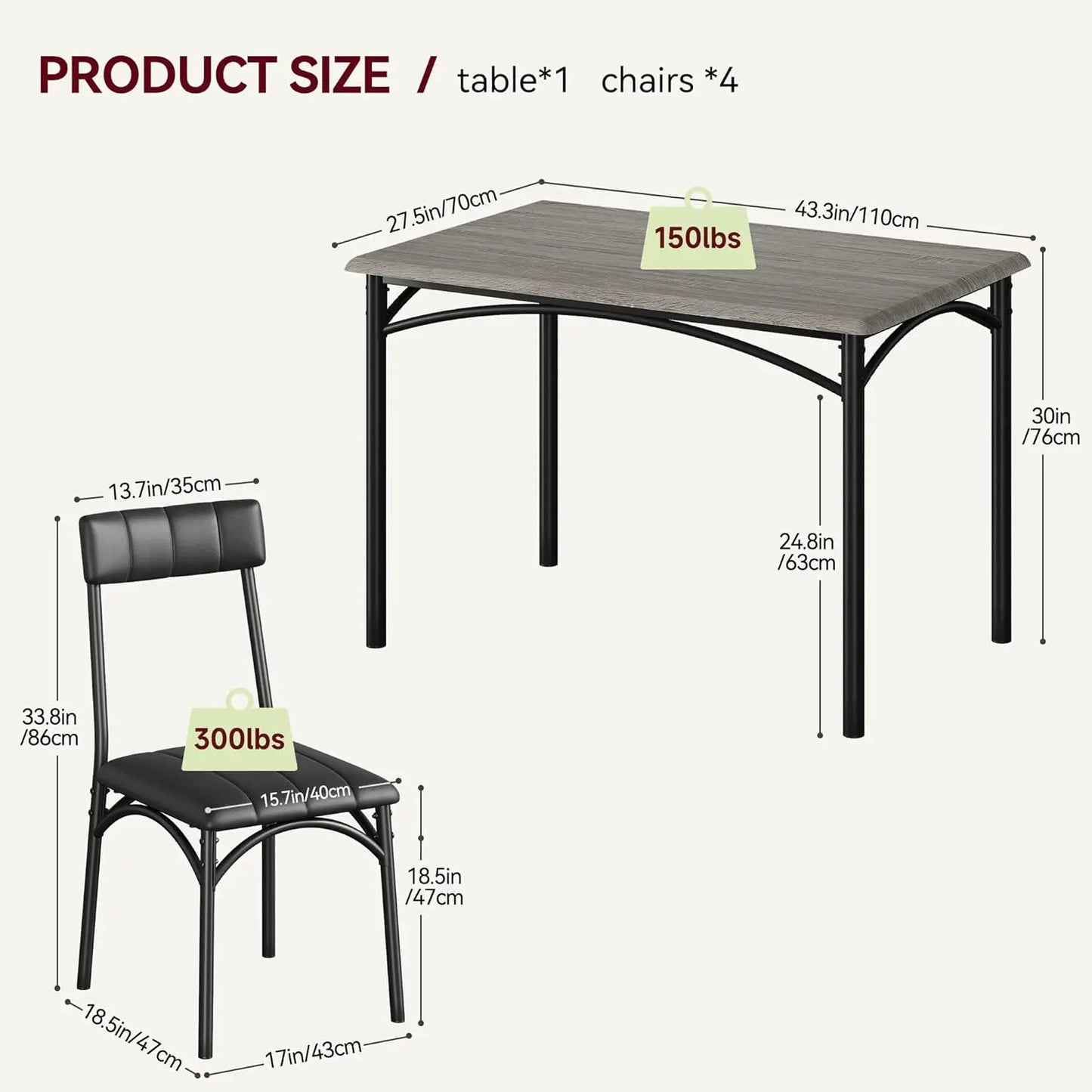 Kitchen Table with 4 Upholstered Chairs