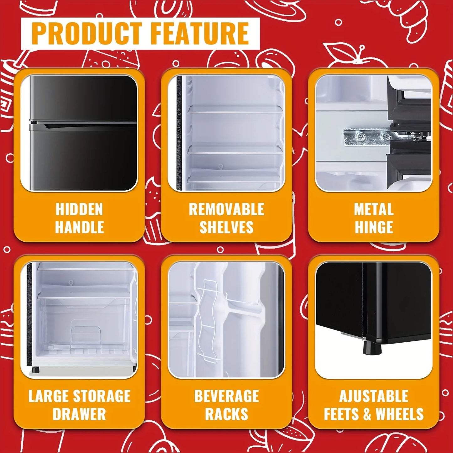 2.5/3.5/4.5 Cu.Ft Mini Fridge with Freezer,
